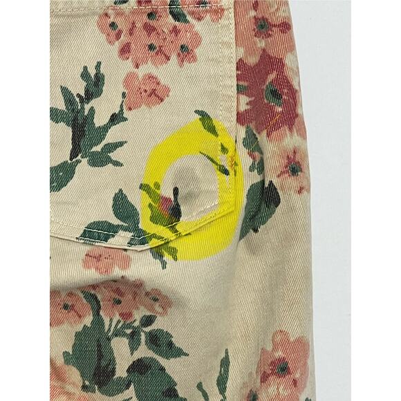 Current Elliott Ivory Floral Straight Skinny Low Rise Stretch Jeans Size 25-0 - Picture 6 of 10